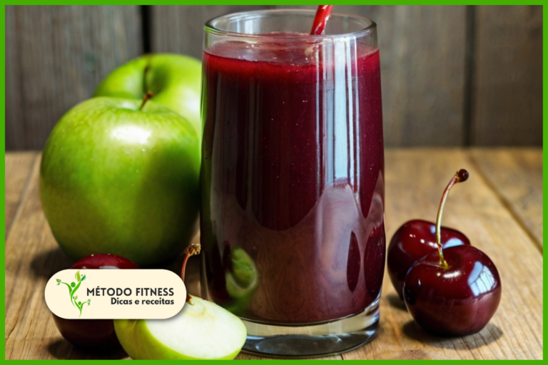 suco detox de cereja com maçã verde, emagrecer, receitas fitness